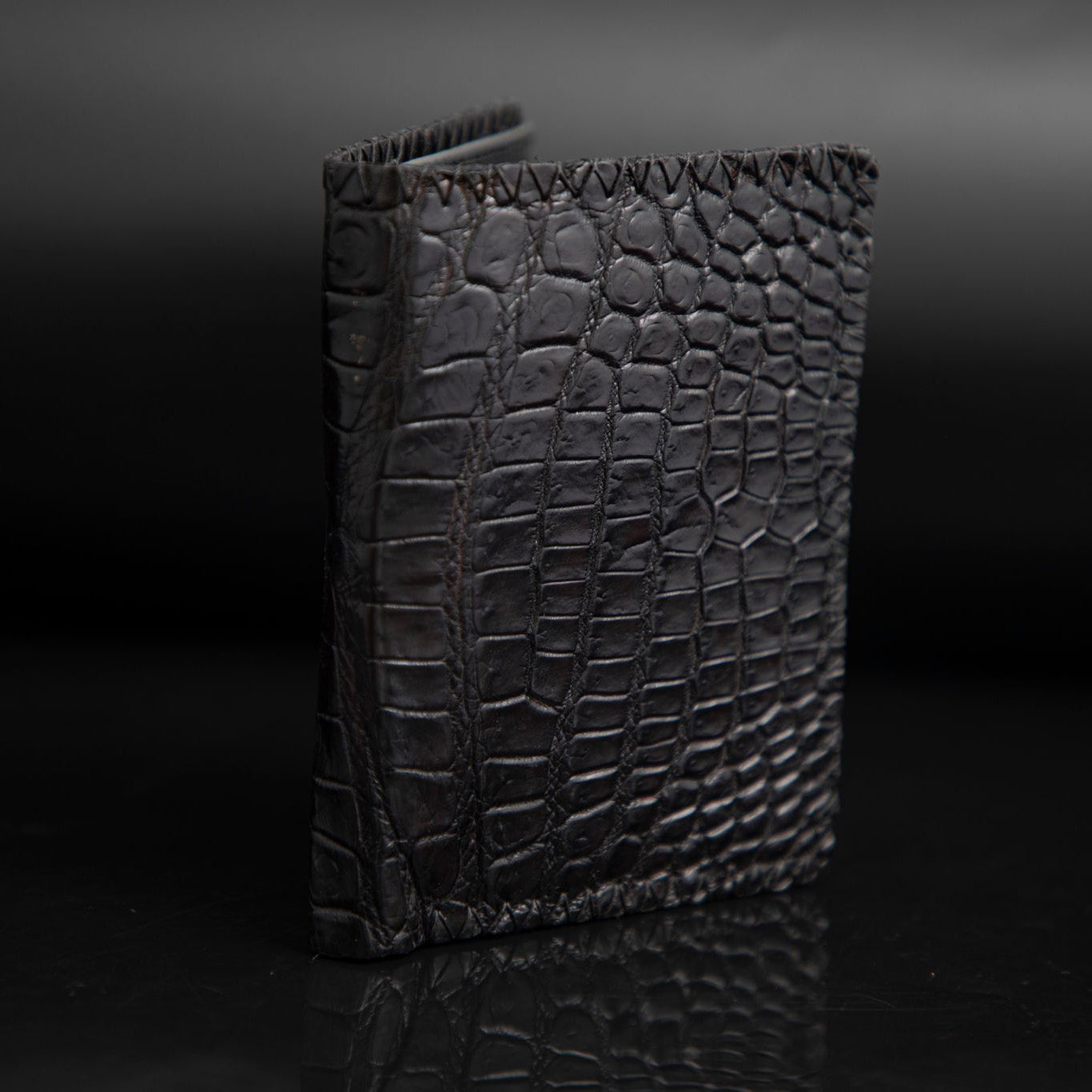 BLACK CROCODILE LEATHER WALLET