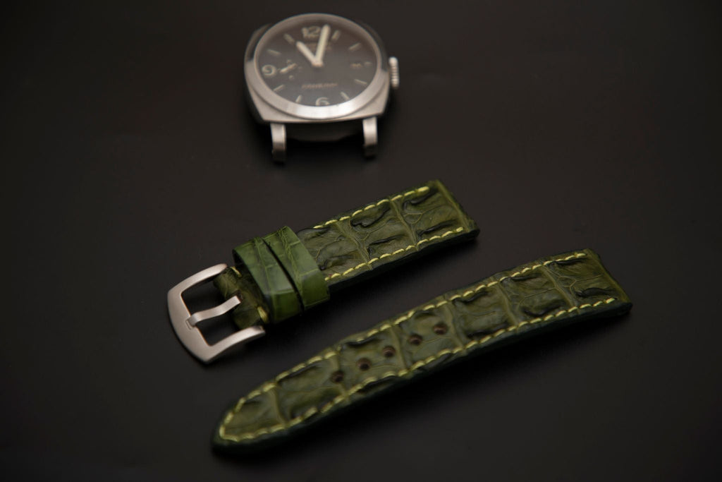 GREEN CROCODILE HORNBACK LEATHER STRAP - Lac Crado 