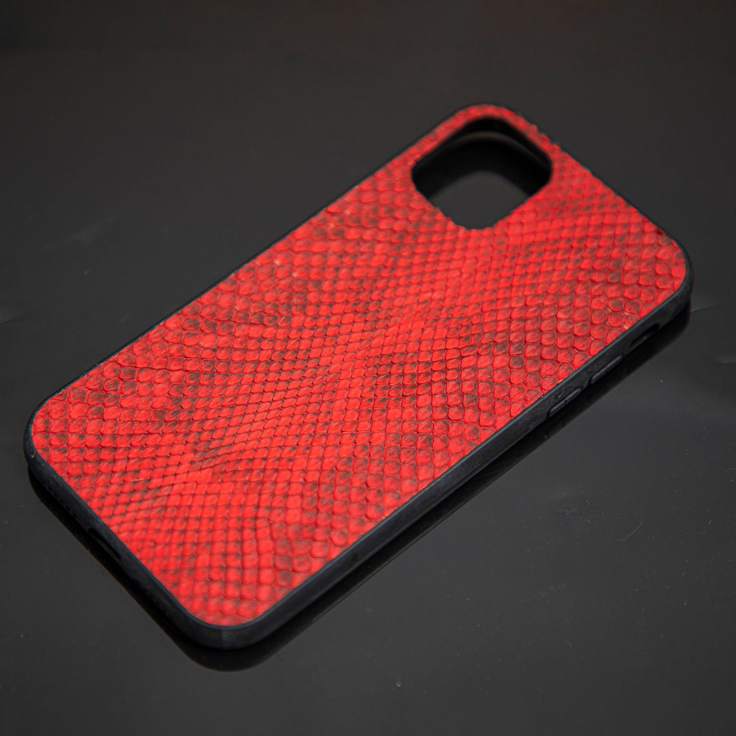 RED PYTHON LEATHER PHONE CASE