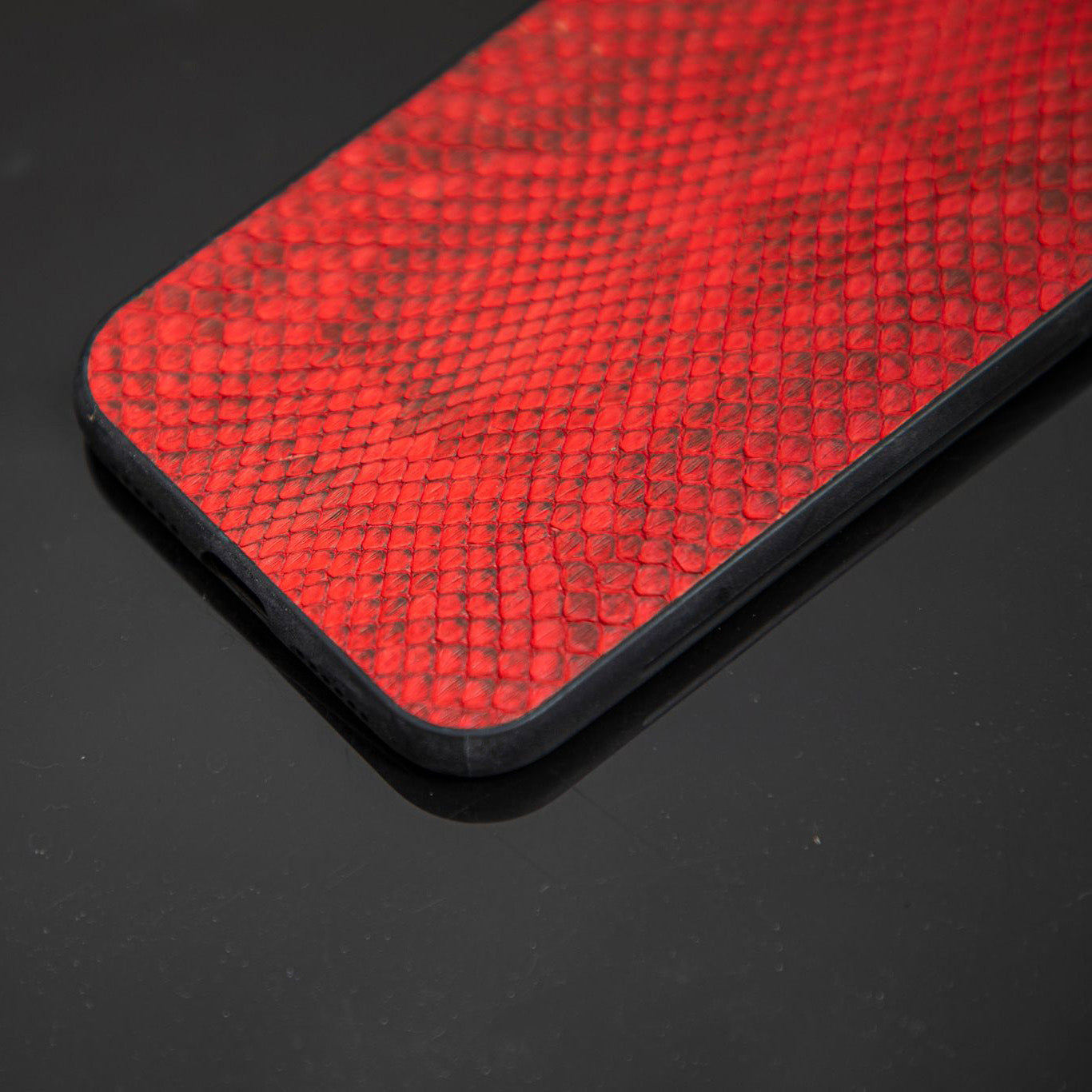 RED PYTHON LEATHER PHONE CASE
