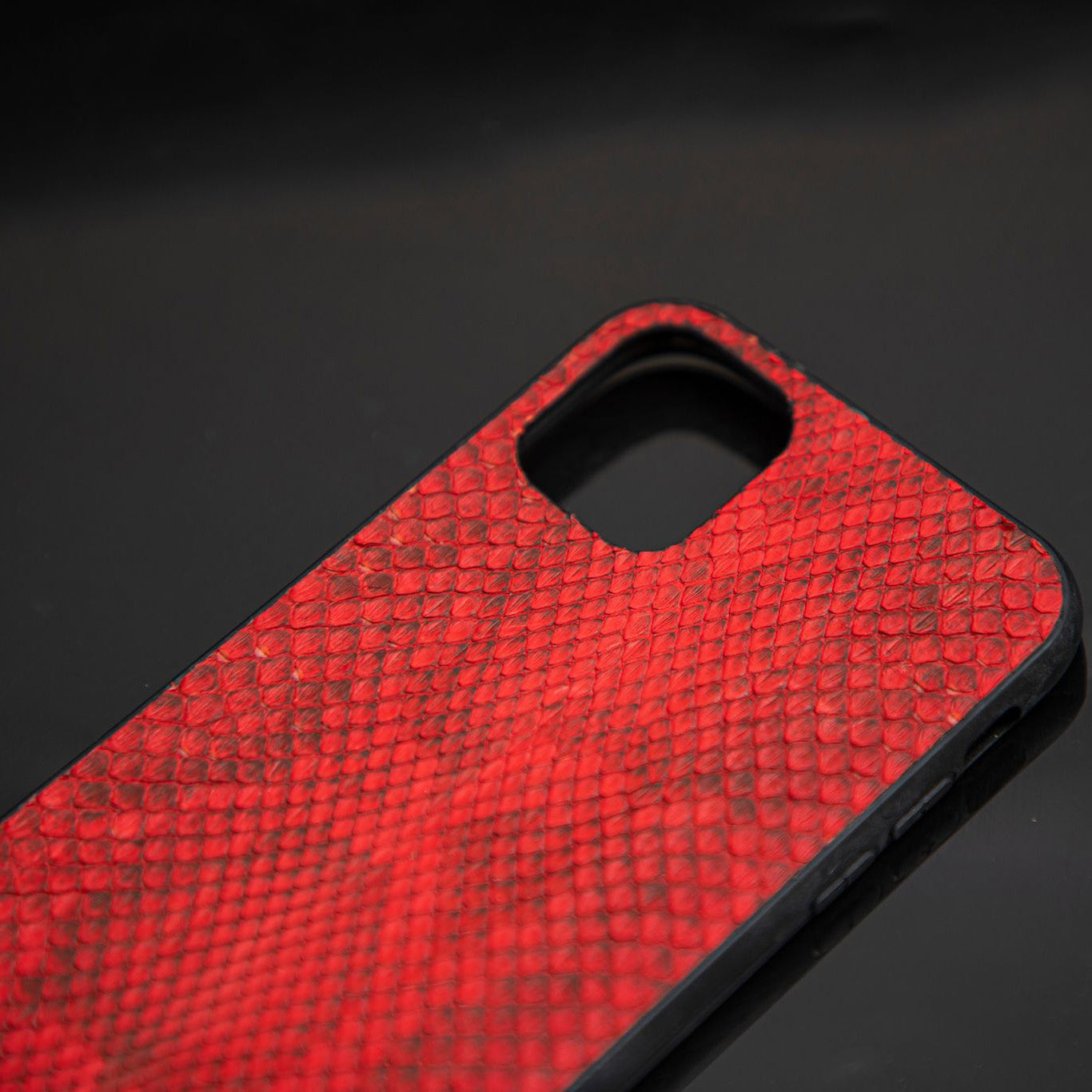 RED PYTHON LEATHER PHONE CASE