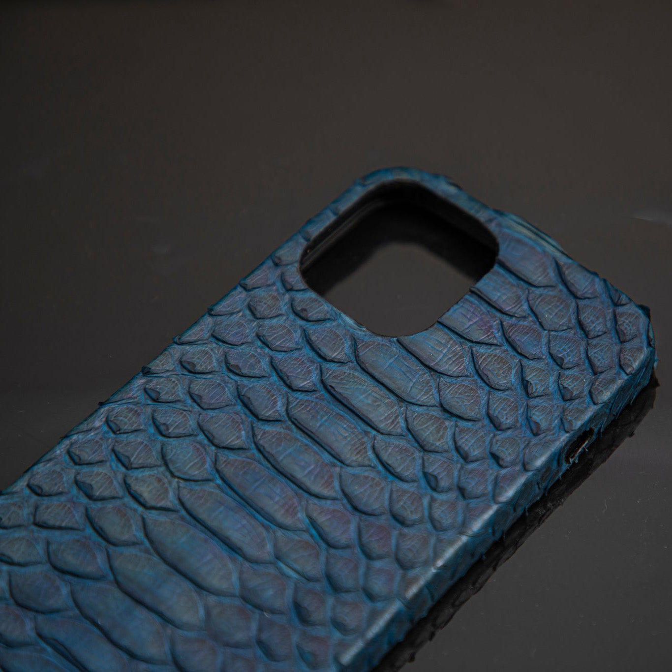 BLUE PYTHON LEATHER PHONE CASE