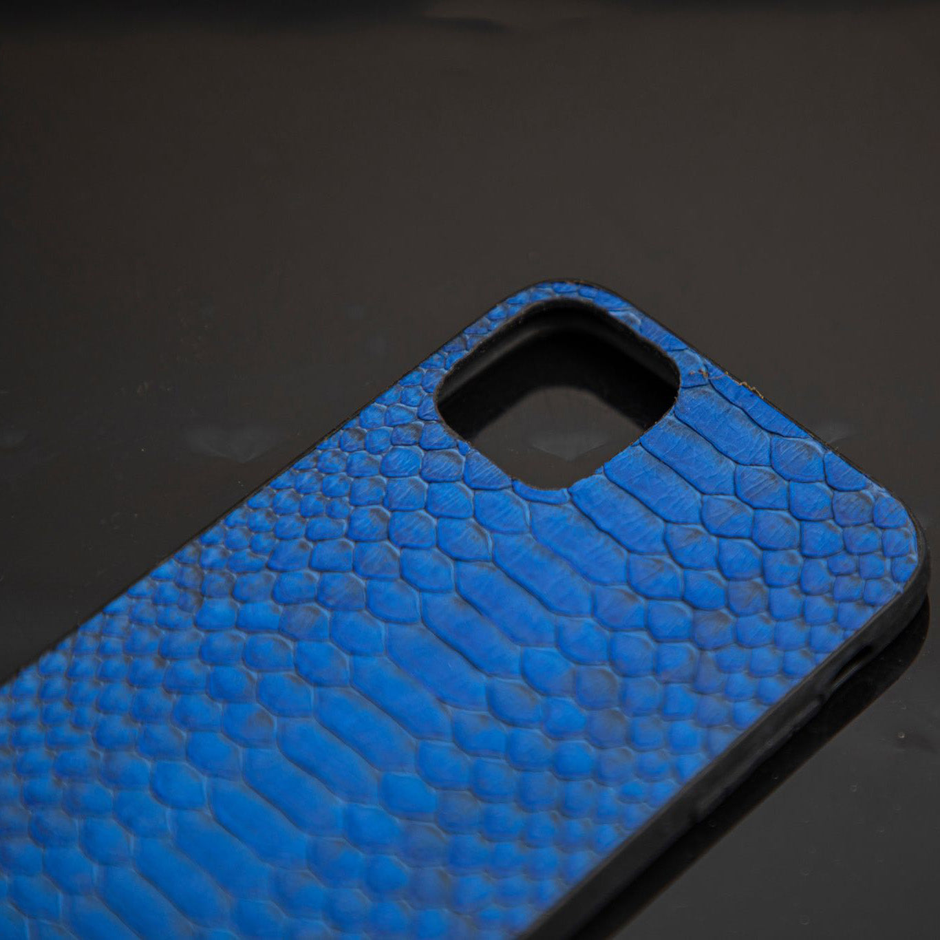 BLUE PYTHON LEATHER PHONE CASE
