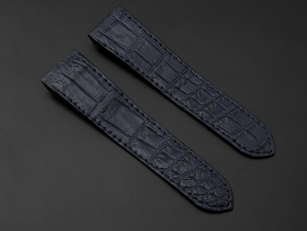BLUE CROCODILE BELLY LEATHER STRAP