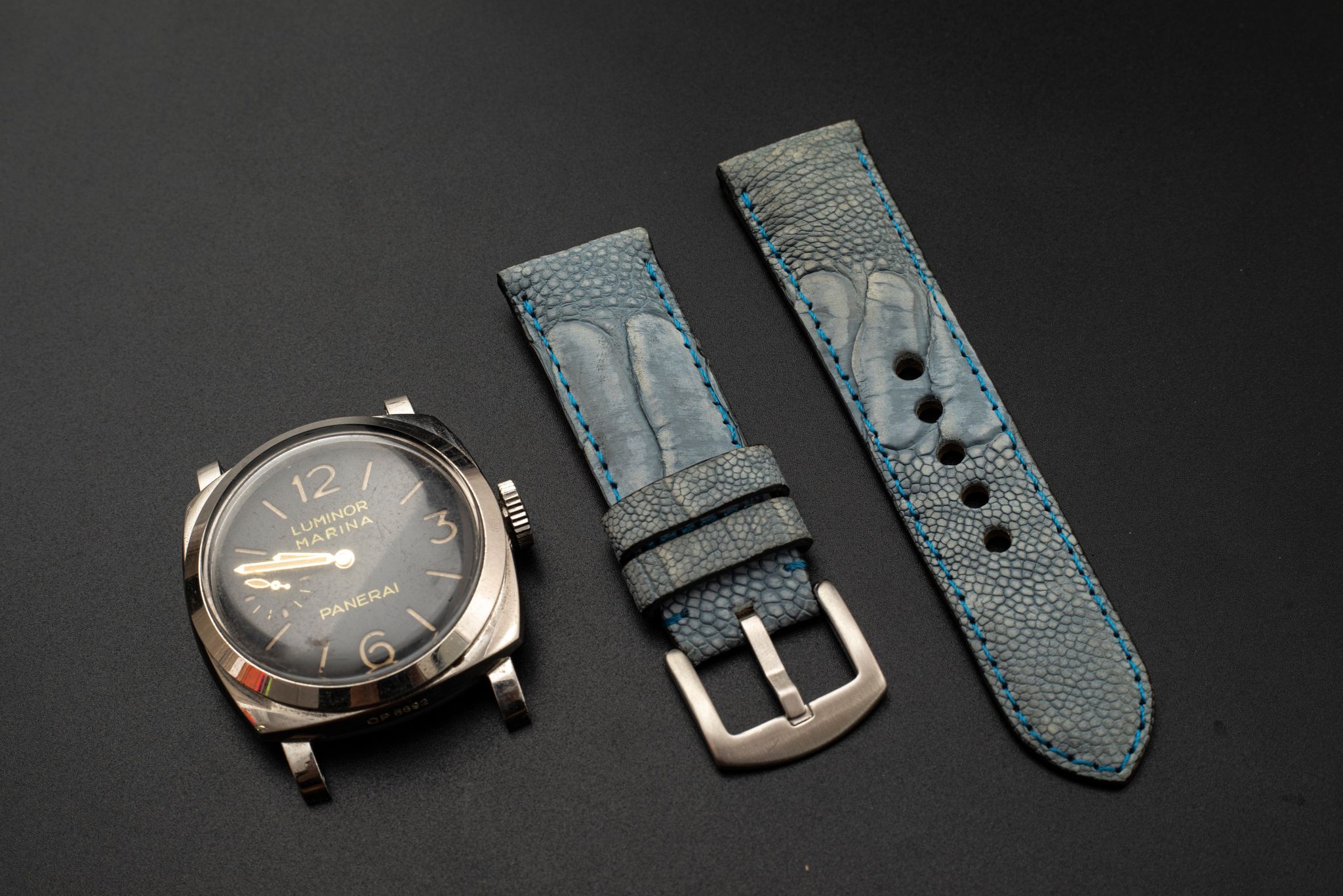 BLUE OSTRICH LEATHER STRAP