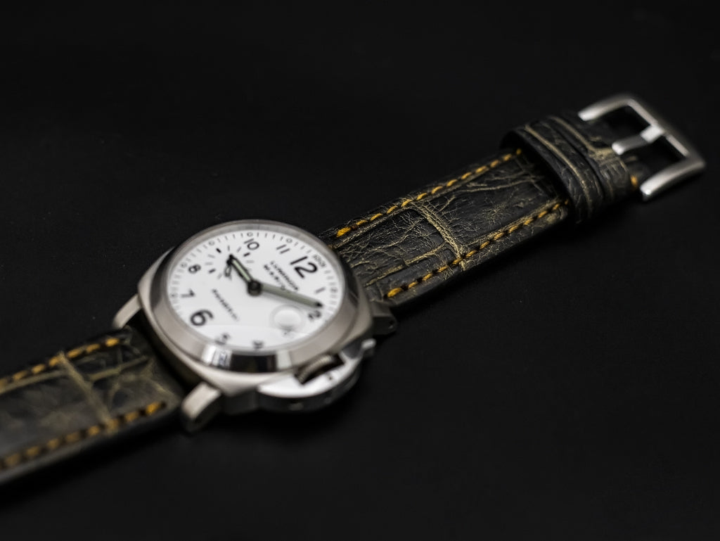 BLACK&GOLD CROCODILE BELLY LEATHER STRAP