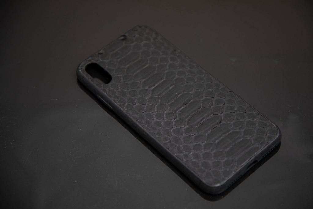 BLACK PYTHON LEATHER PHONE CASE
