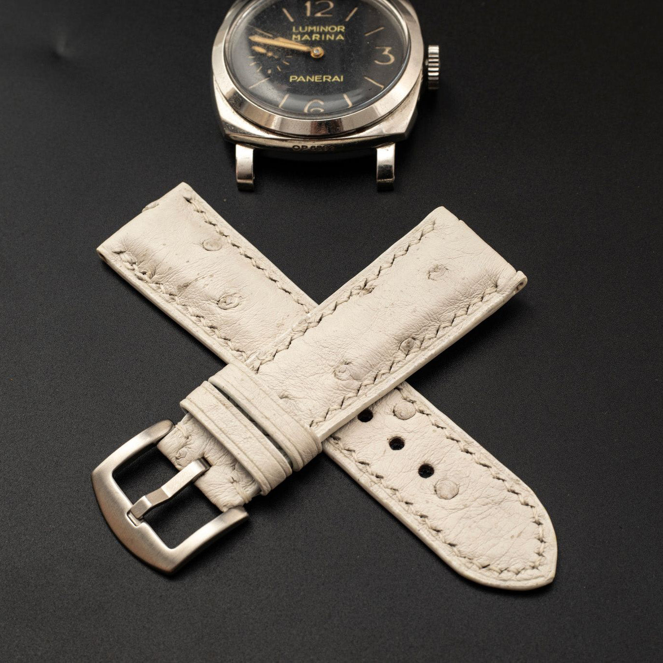 WHITE OSTRICH LEATHER STRAP