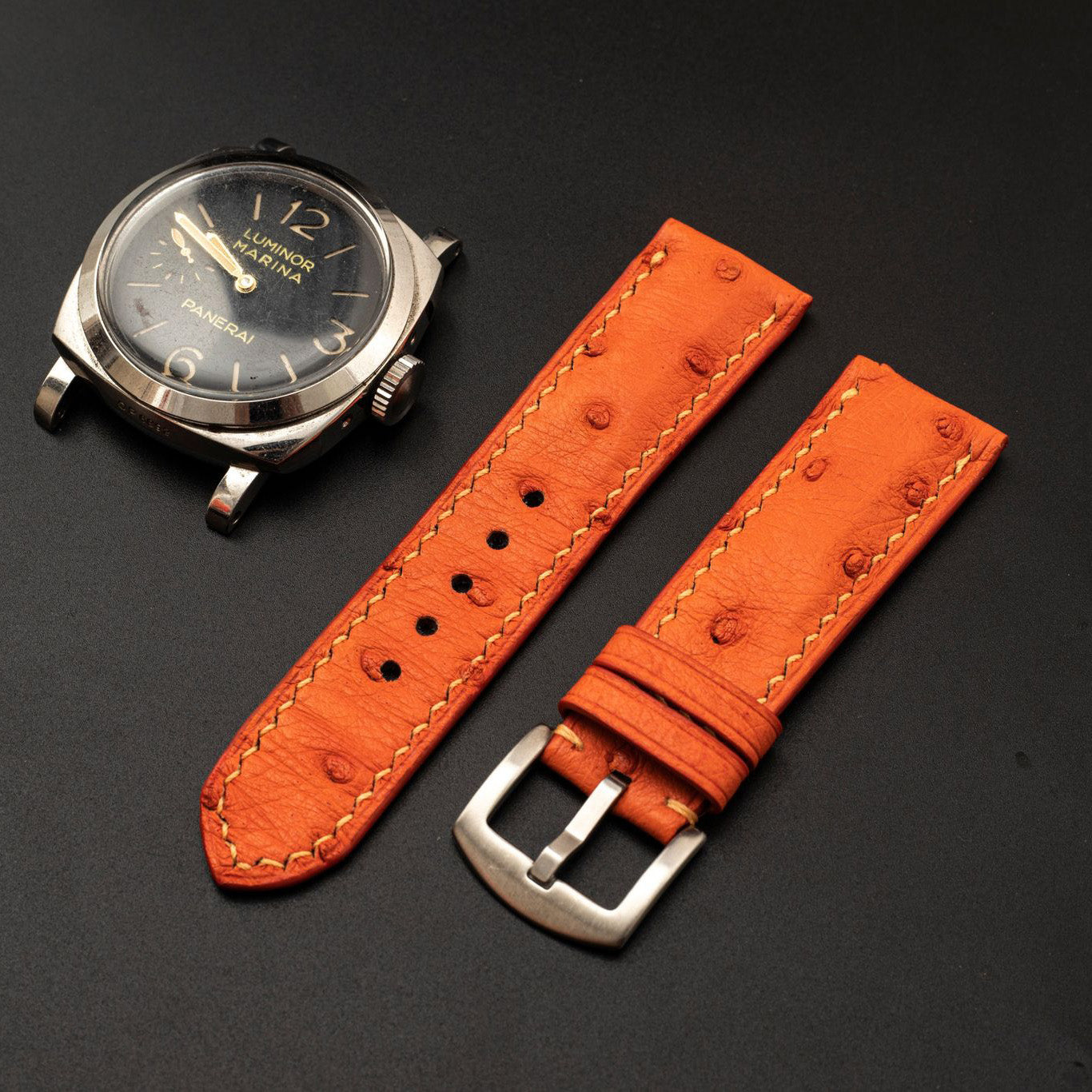 ORANGE OSTRICH LEATHER STRAP