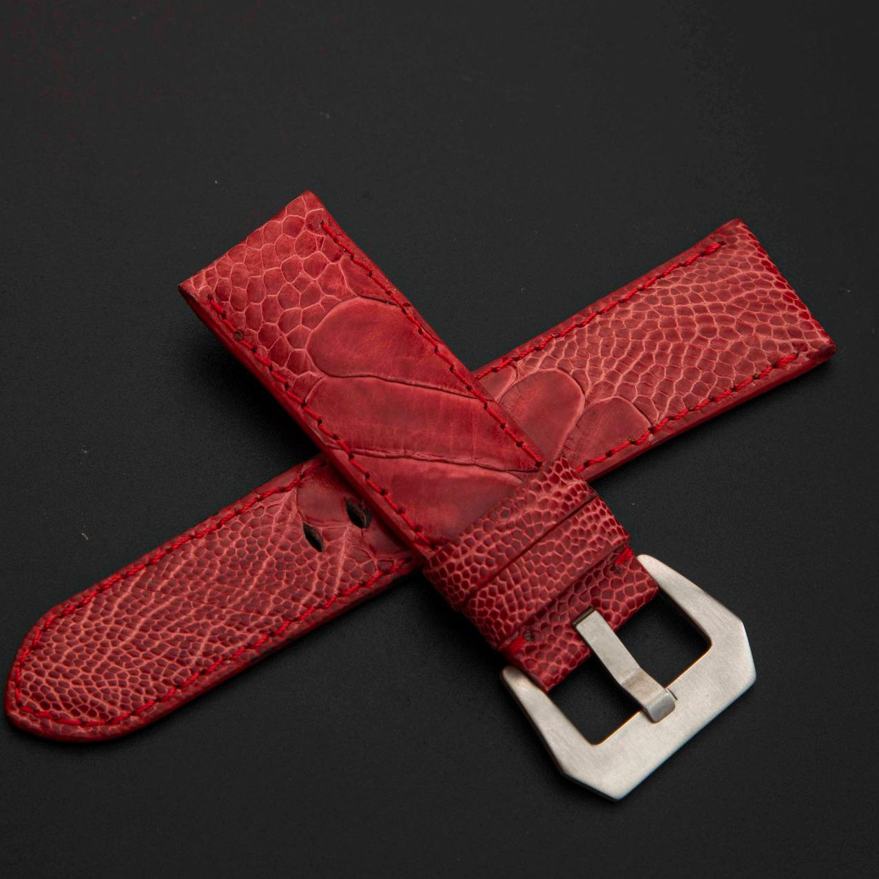 RED OSTRICH LEATHER STRAP