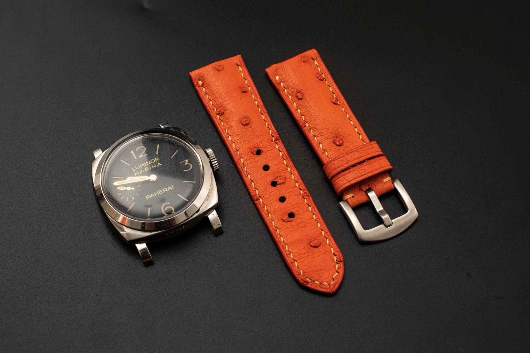 ORANGE OSTRICH LEATHER STRAP