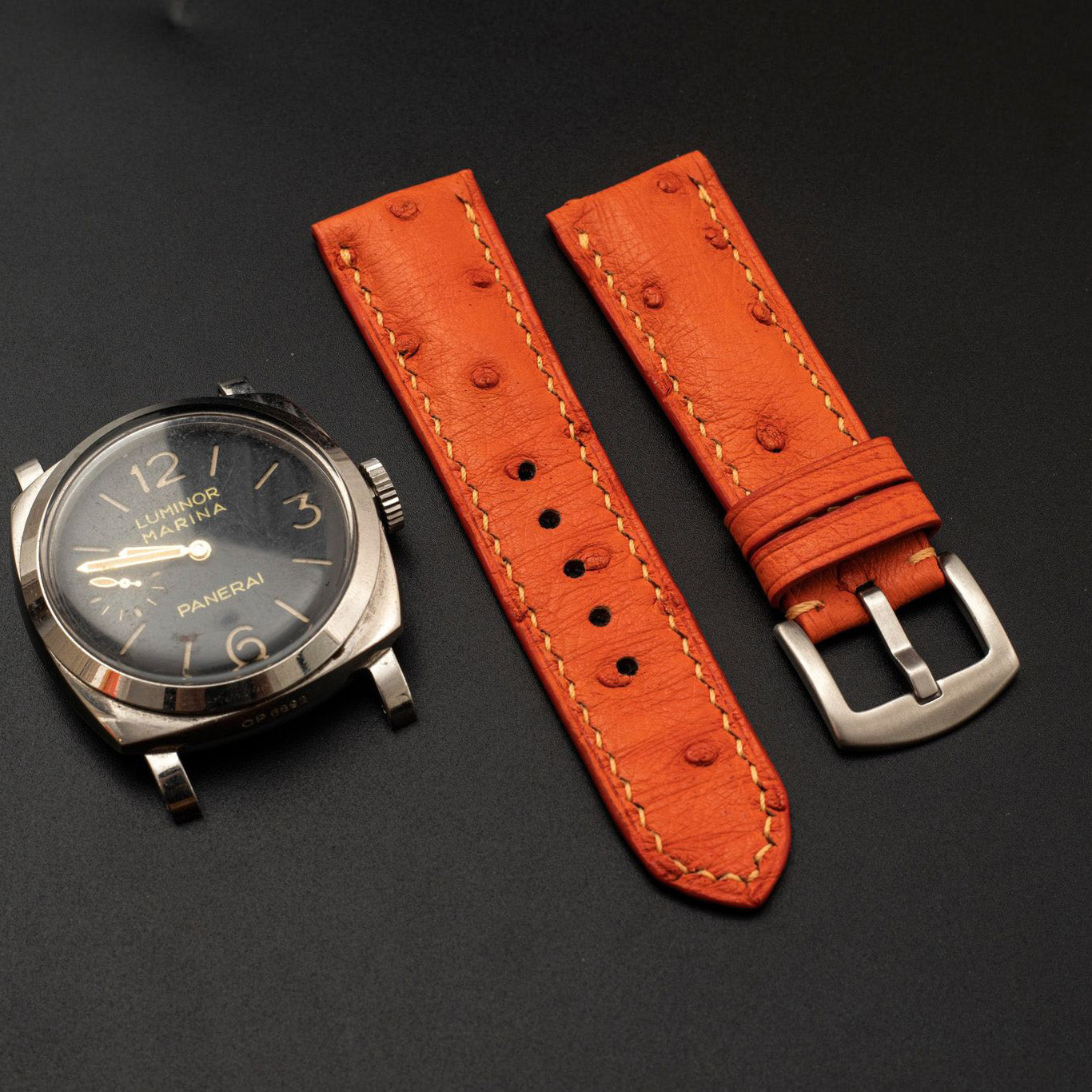 ORANGE OSTRICH LEATHER STRAP