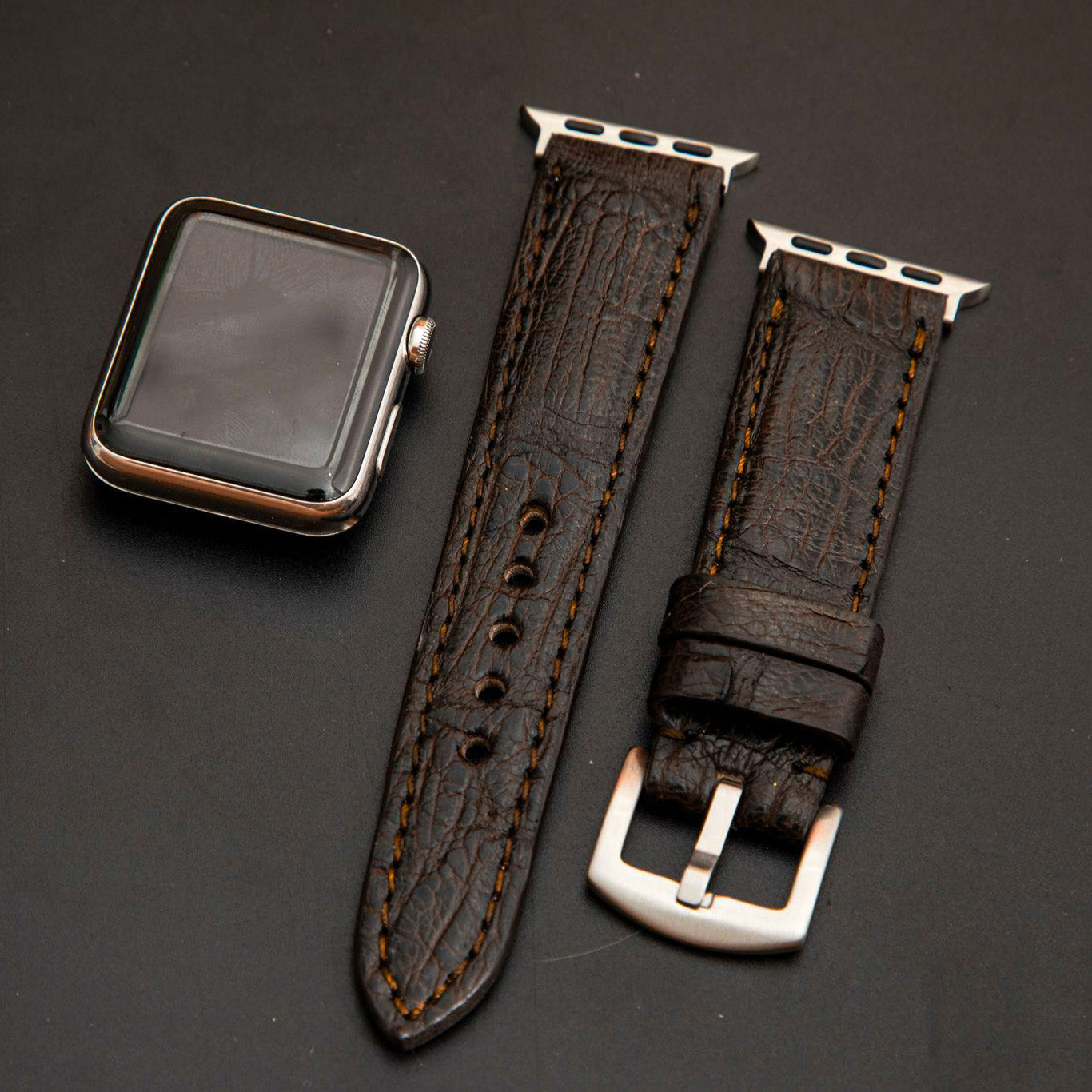 BROWN CROCODILE BELLY LEATHER STRAP