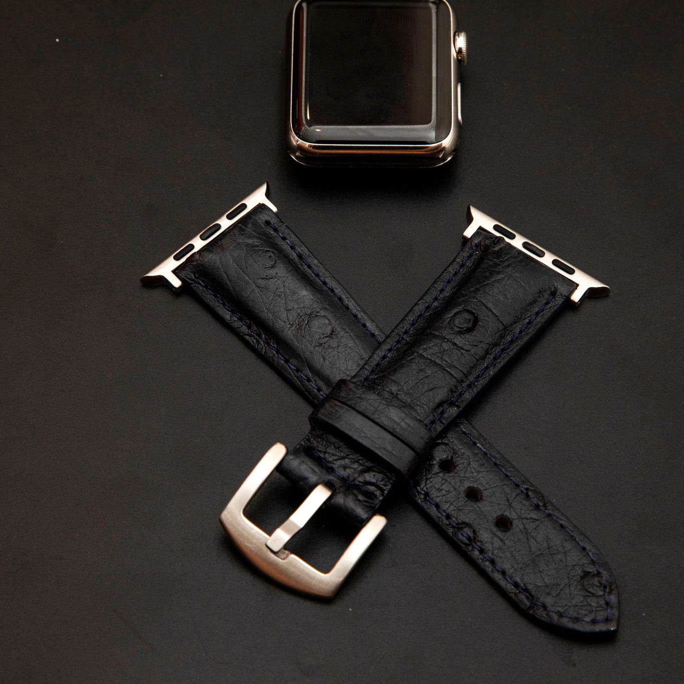 BLACK OSTRICH LEATHER STRAP