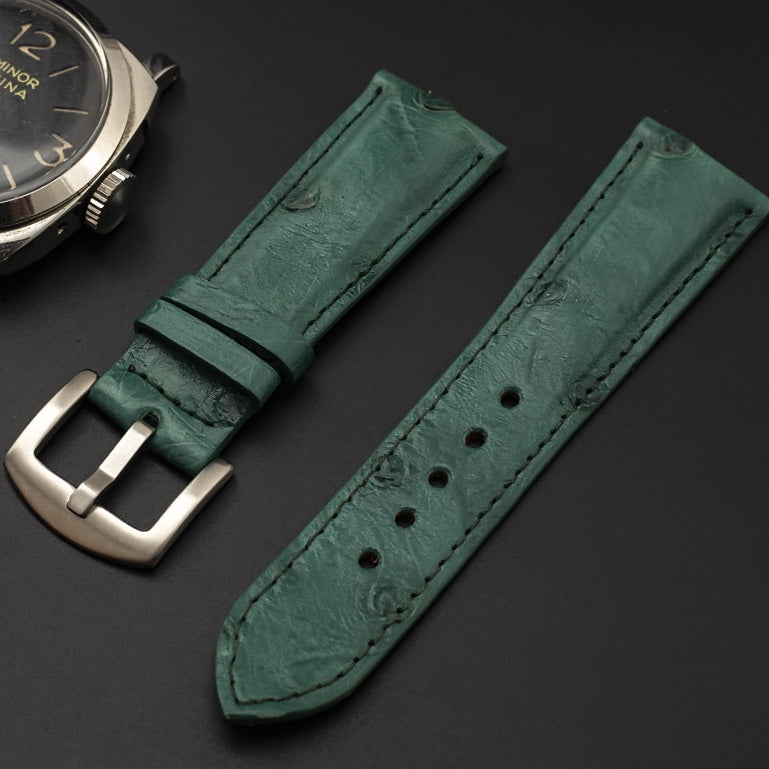 GREEN OSTRICH LEATHER STRAP