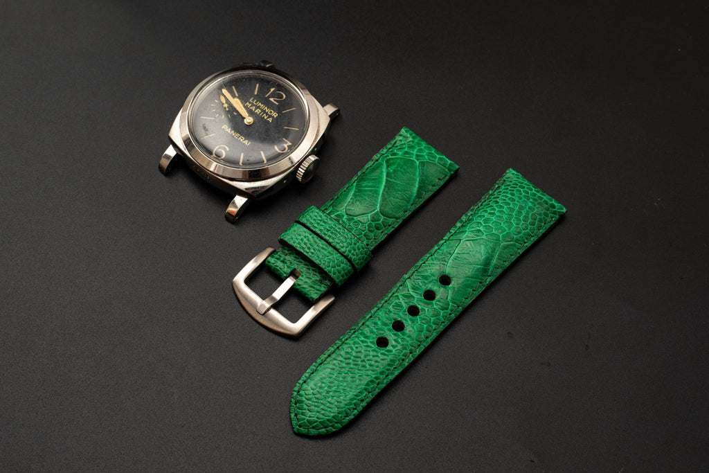 GREEN OSTRICH LEATHER STRAP
