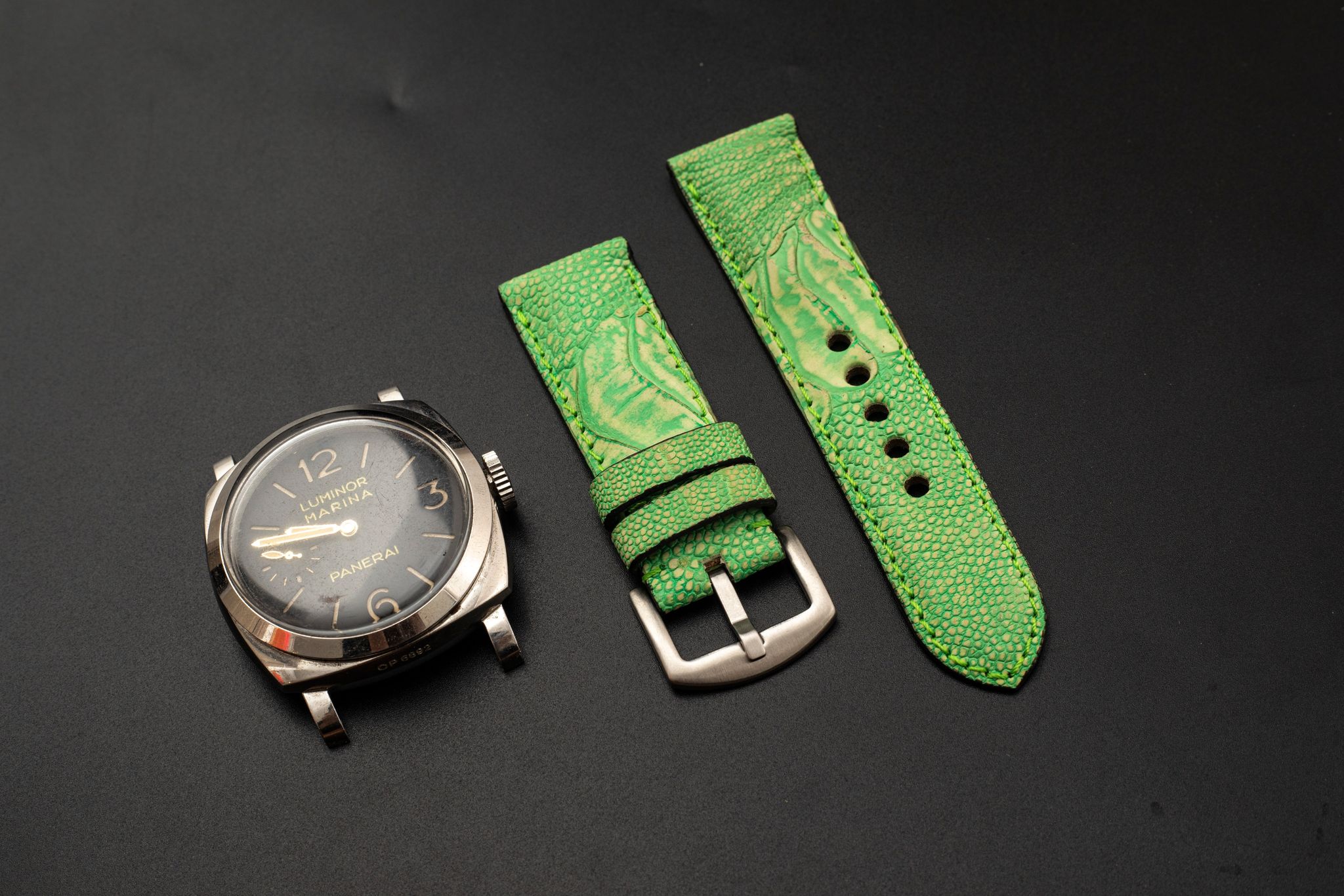 GREEN OSTRICH LEATHER STRAP