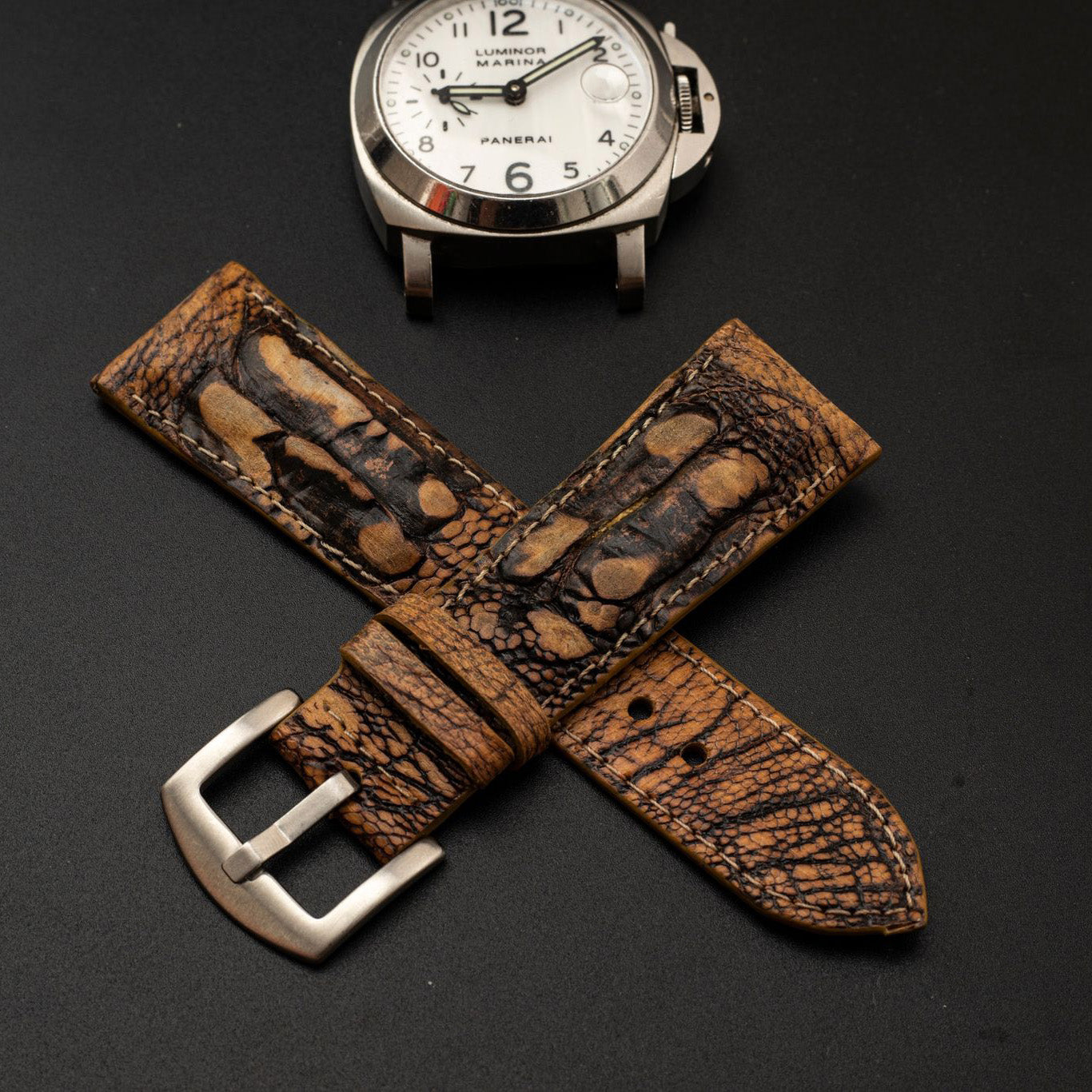 BROWN OSTRICH LEATHER STRAP