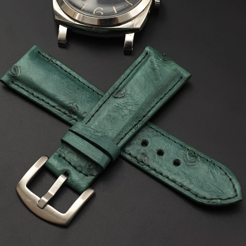 GREEN OSTRICH LEATHER STRAP