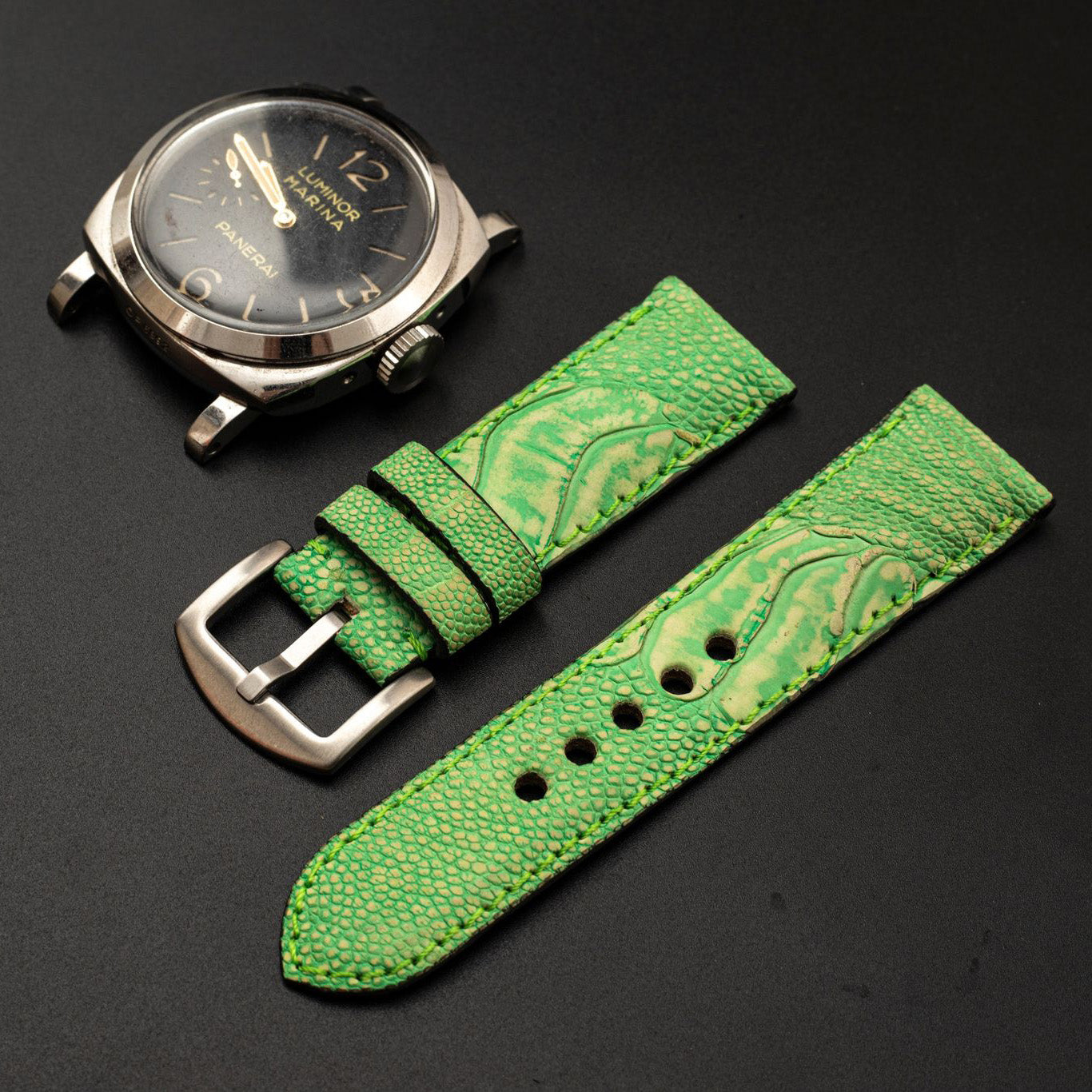 GREEN OSTRICH LEATHER STRAP