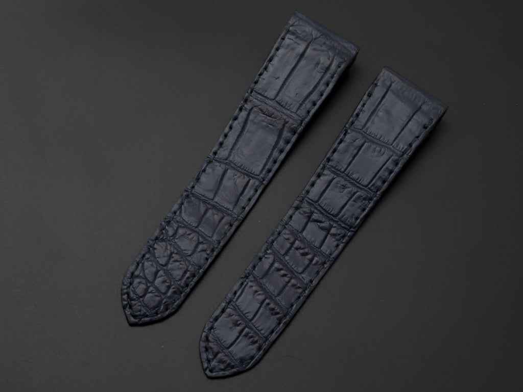 BLUE CROCODILE BELLY LEATHER STRAP