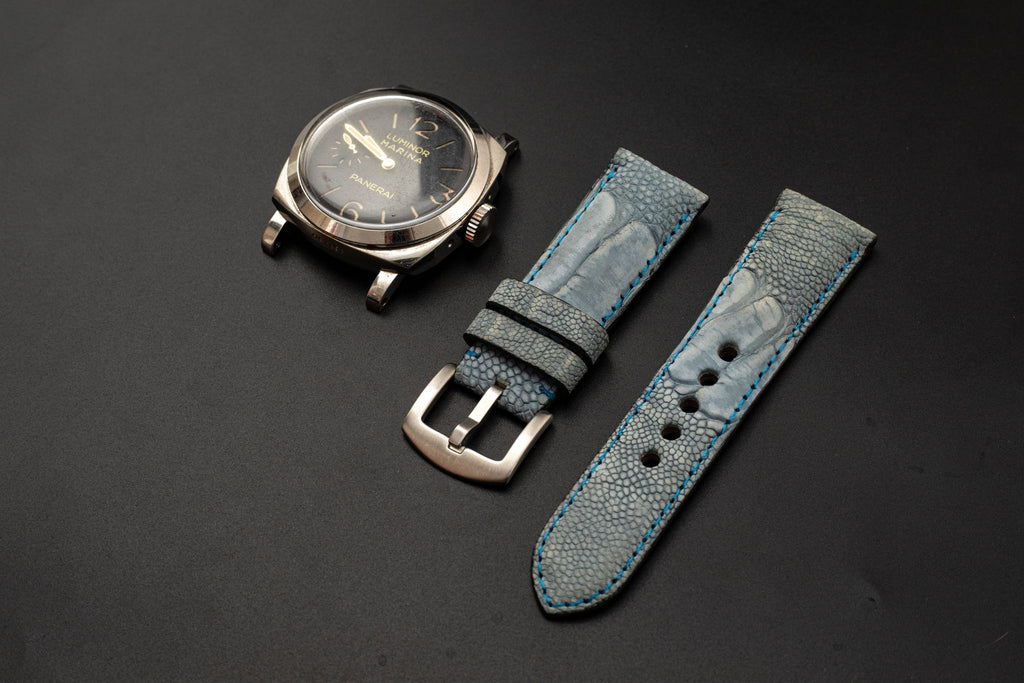 BLUE OSTRICH LEATHER STRAP