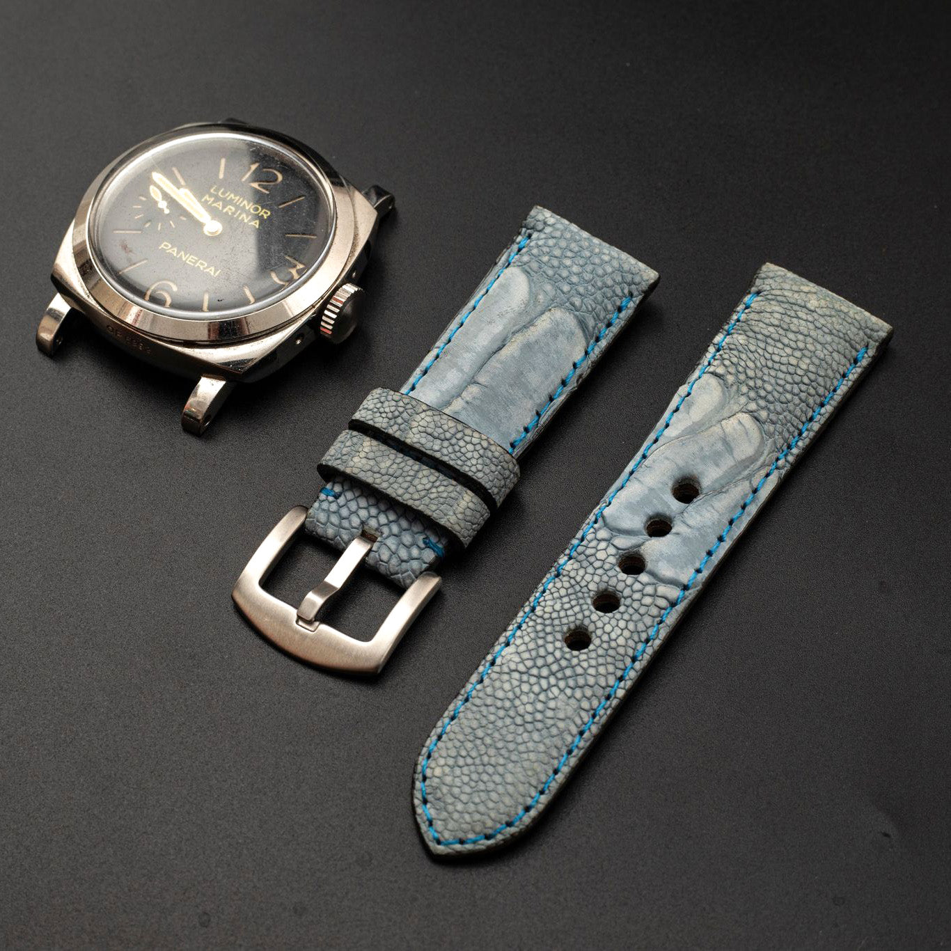 BLUE OSTRICH LEATHER STRAP