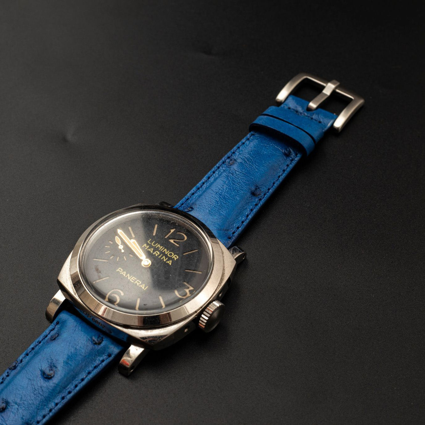 BLUE OSTRICH LEATHER STRAP