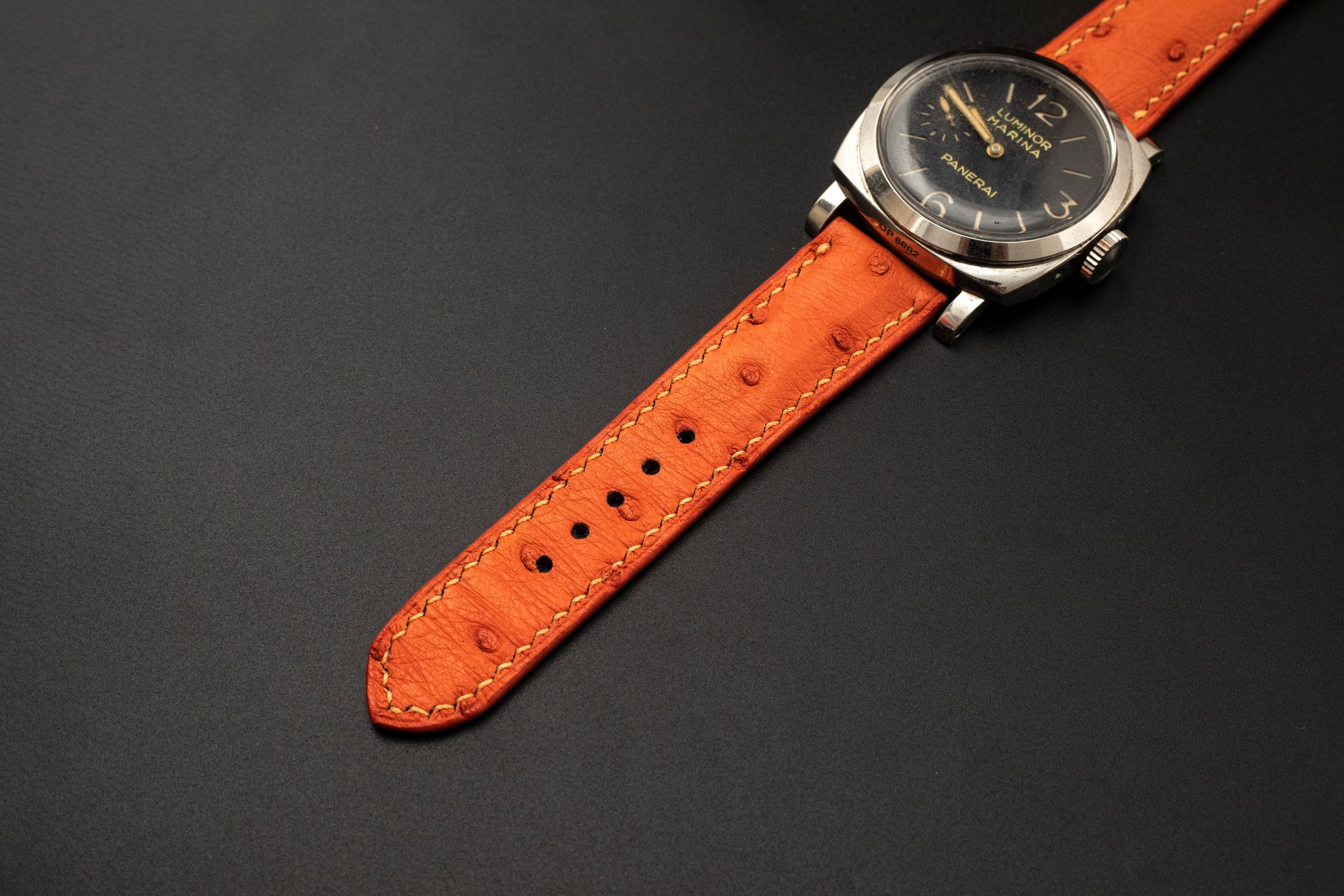 ORANGE OSTRICH LEATHER STRAP