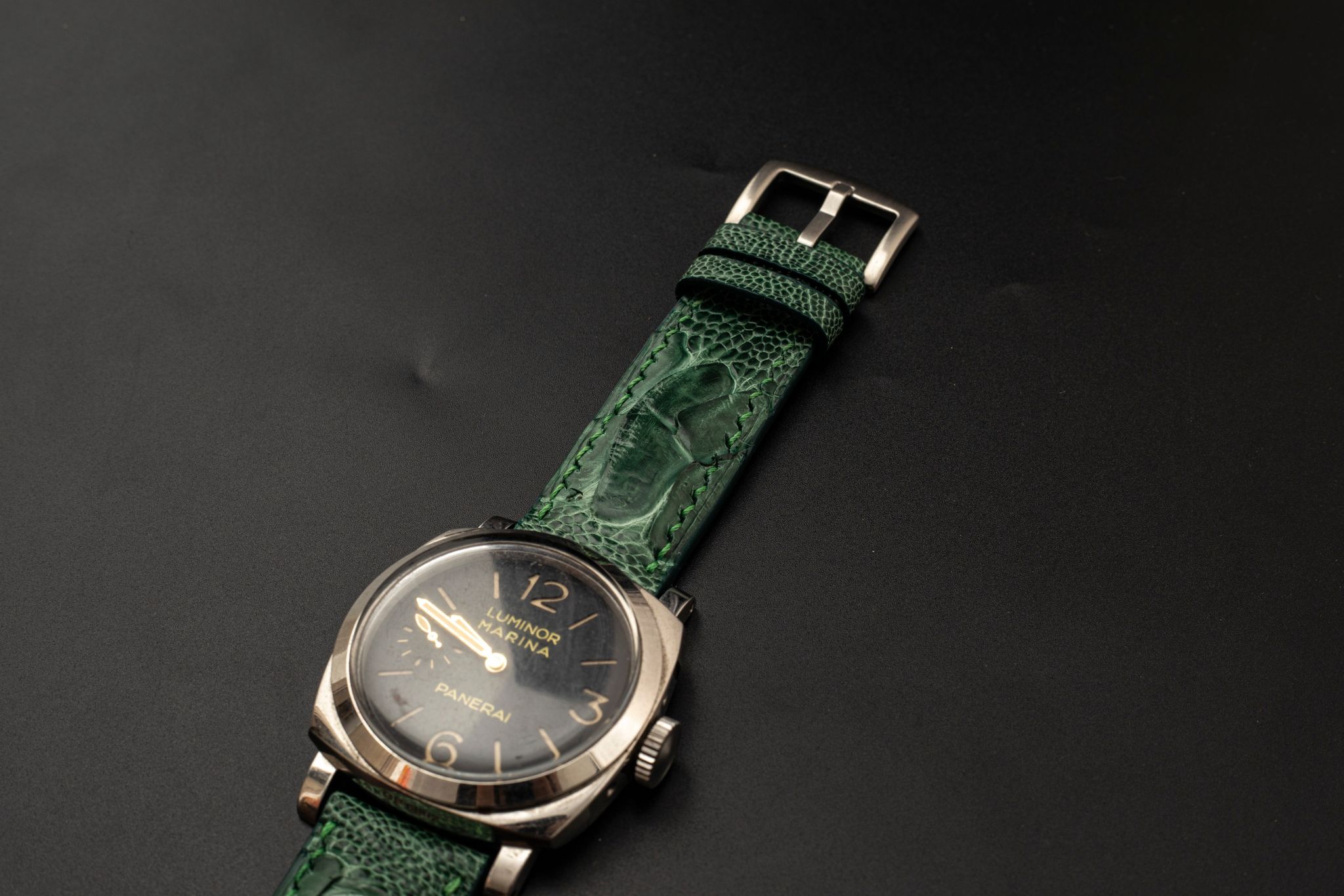GREEN OSTRICH LEATHER STRAP
