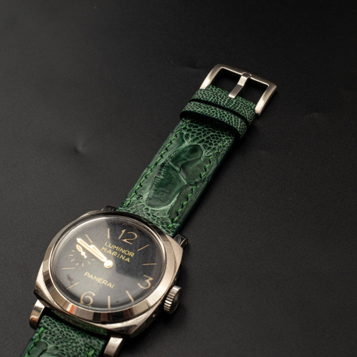 GREEN OSTRICH LEATHER STRAP