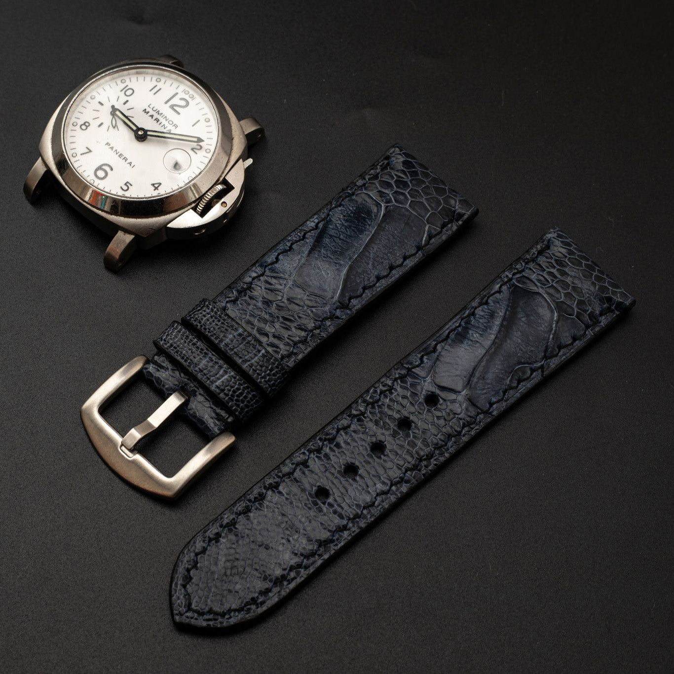 BLUE OSTRICH LEATHER STRAP