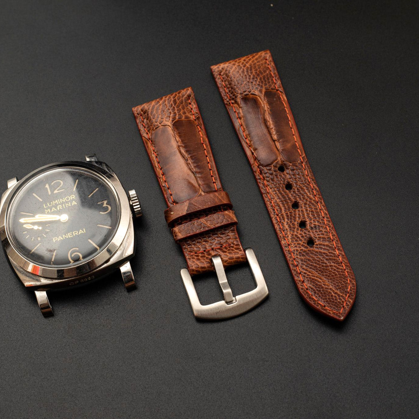 BROWN OSTRICH LEATHER STRAP
