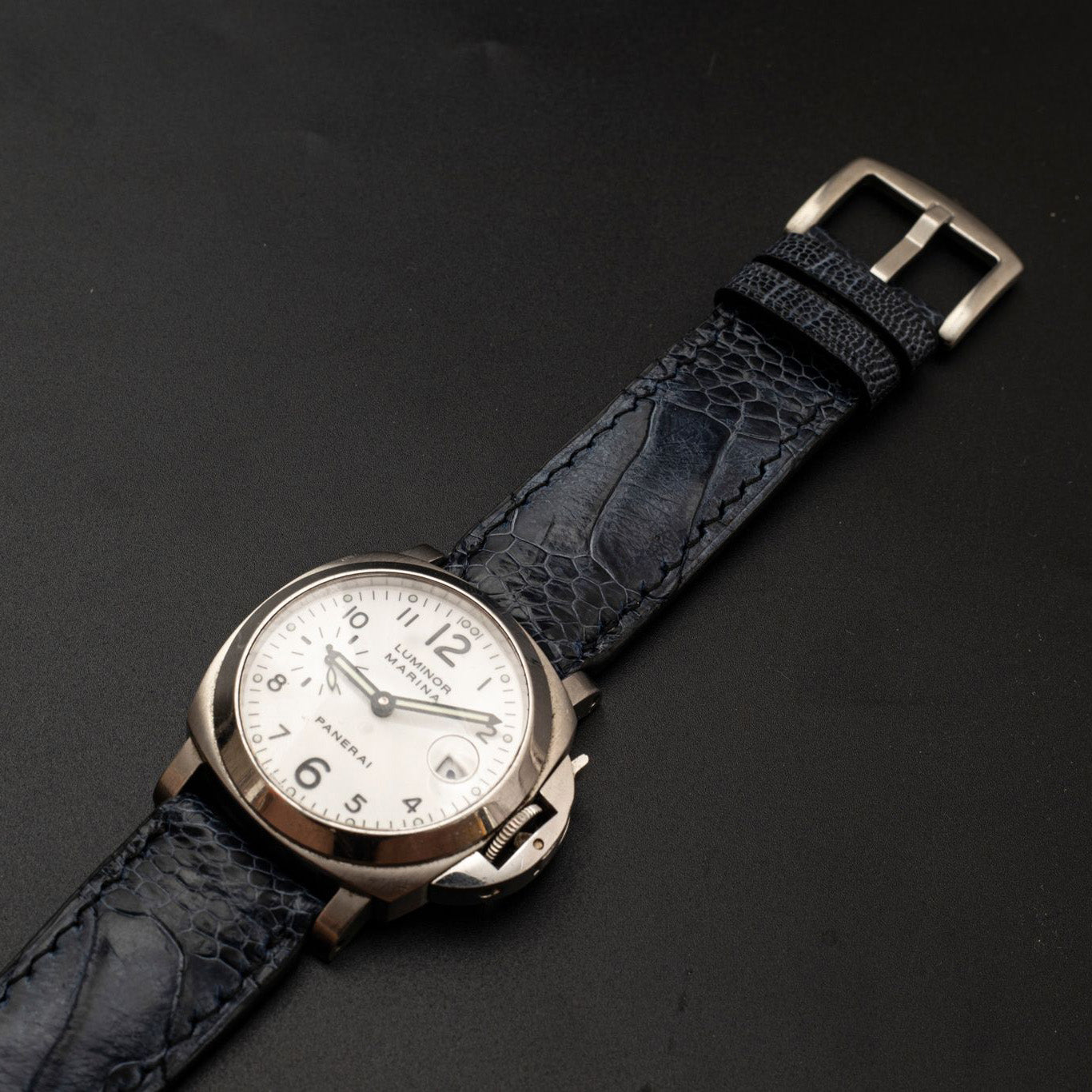 BLUE OSTRICH LEATHER STRAP