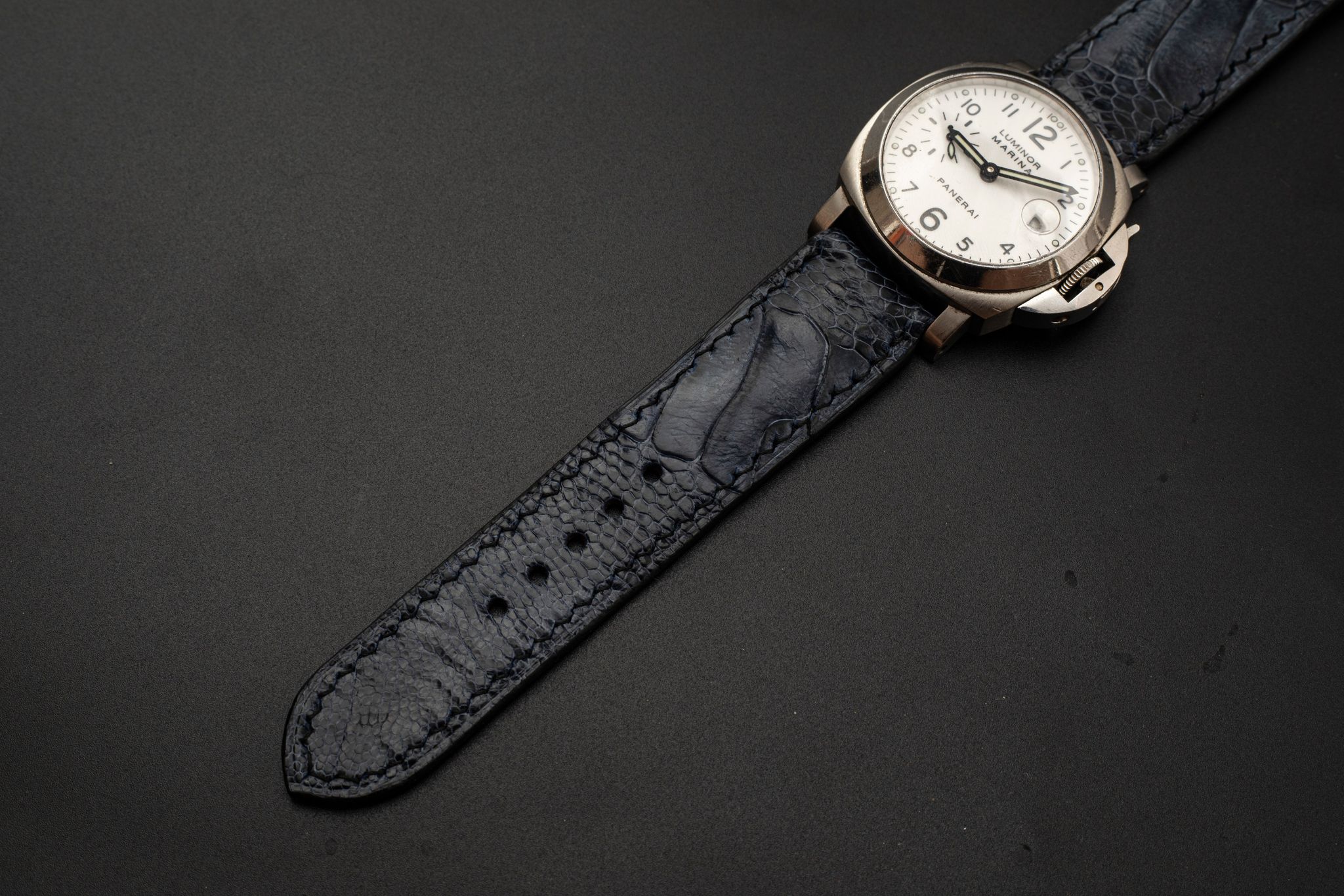 BLUE OSTRICH LEATHER STRAP