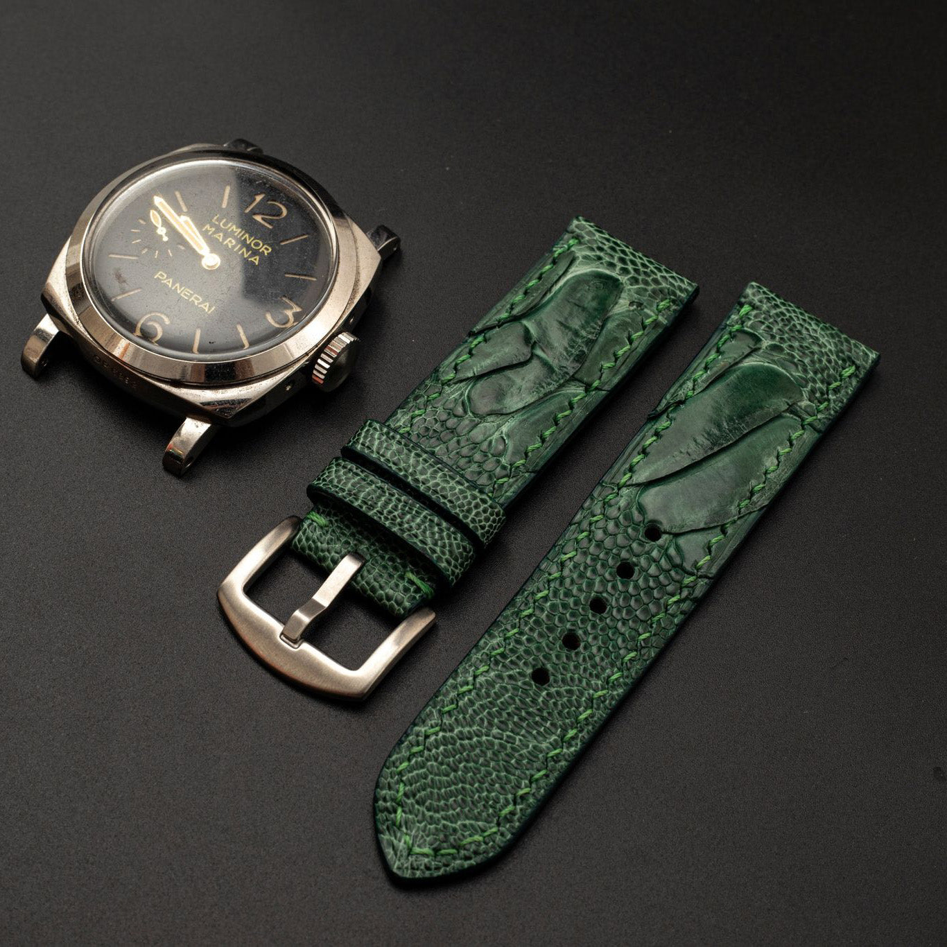 GREEN OSTRICH LEATHER STRAP