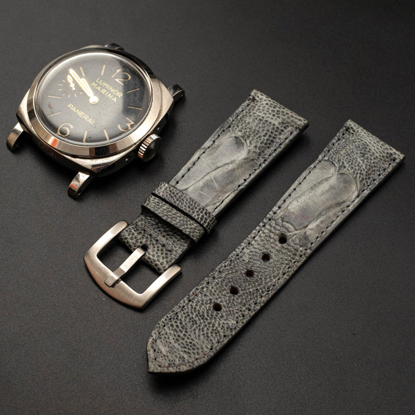 GREY OSTRICH LEATHER STRAP