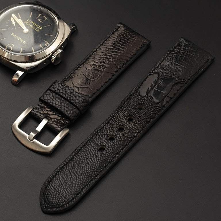 BLACK OSTRICH LEATHER STRAP