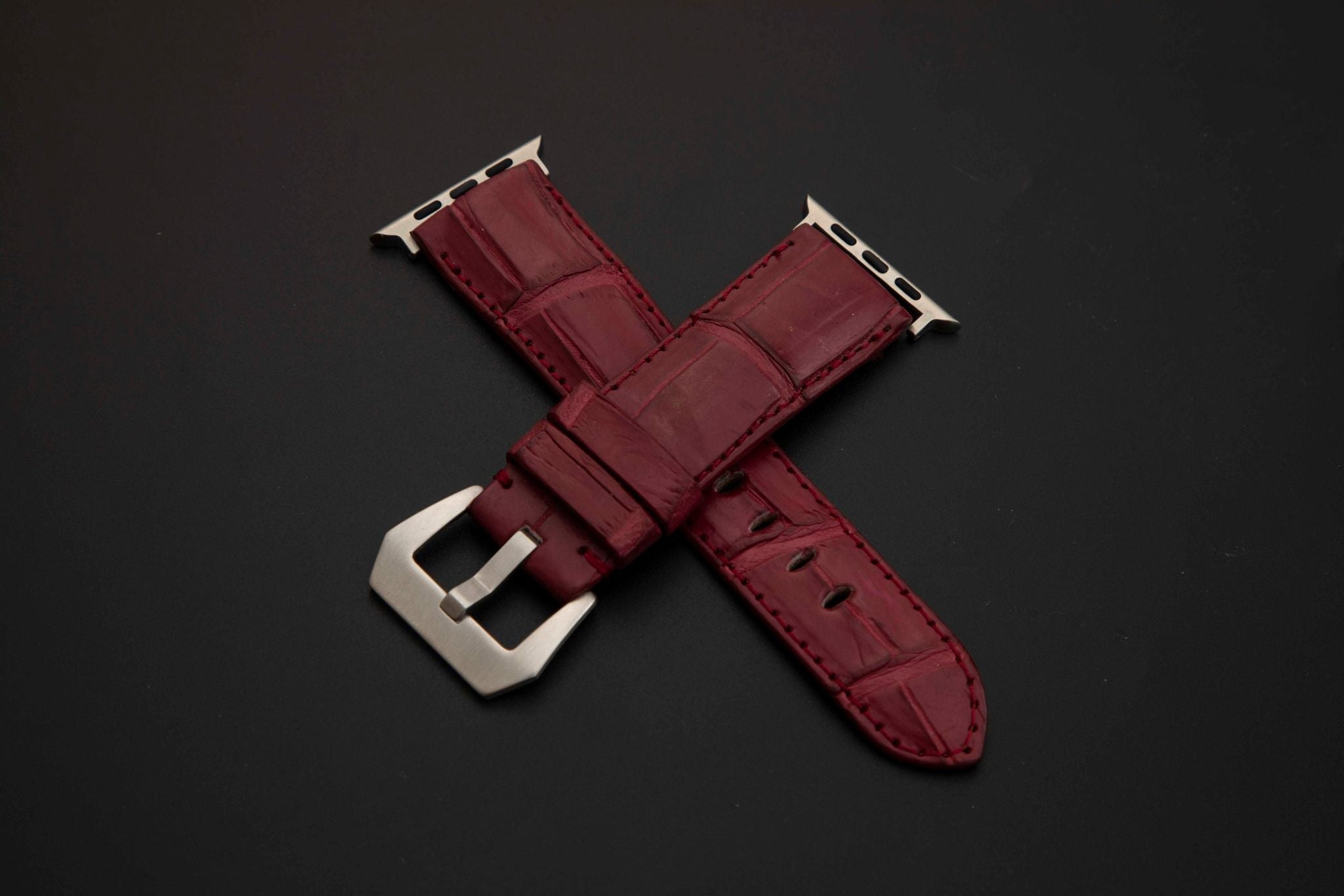 RED CROCODILE BELLY LEATHER STRAP