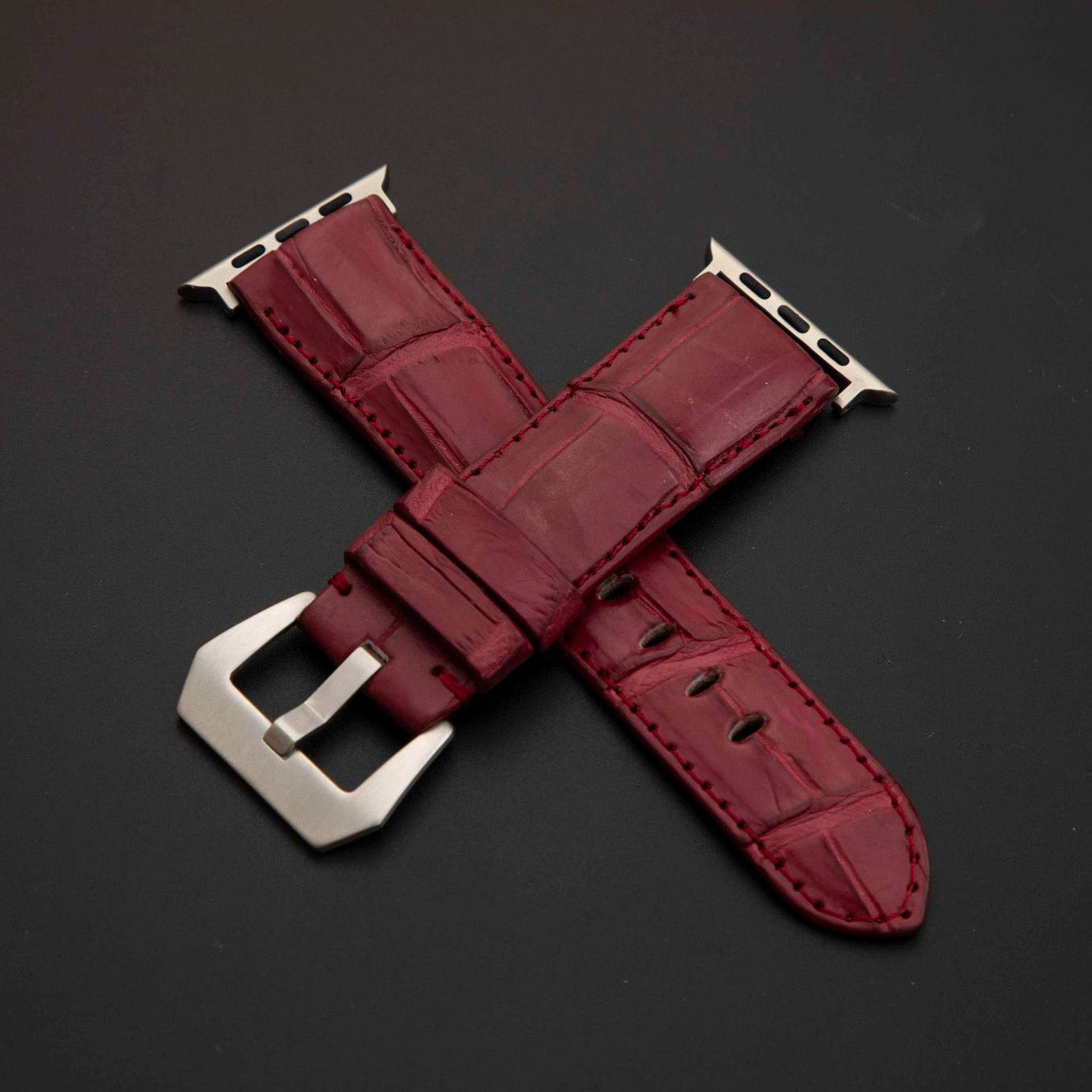 RED CROCODILE BELLY LEATHER STRAP
