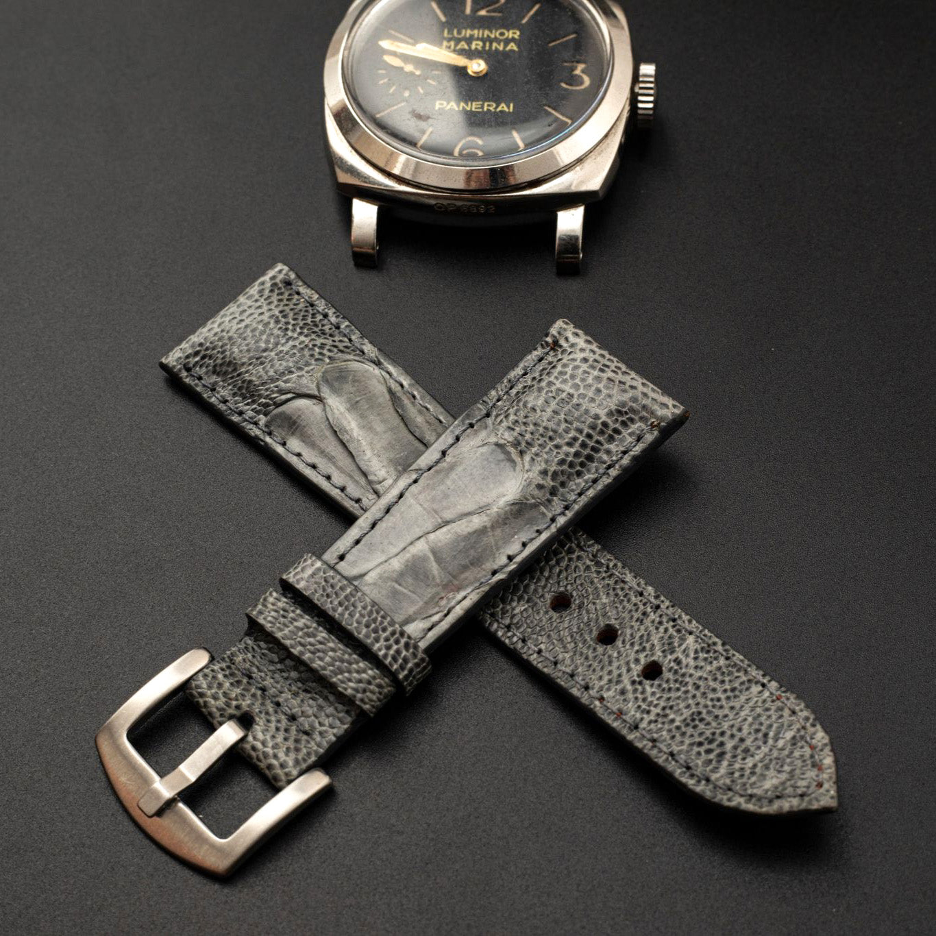 GREY OSTRICH LEATHER STRAP