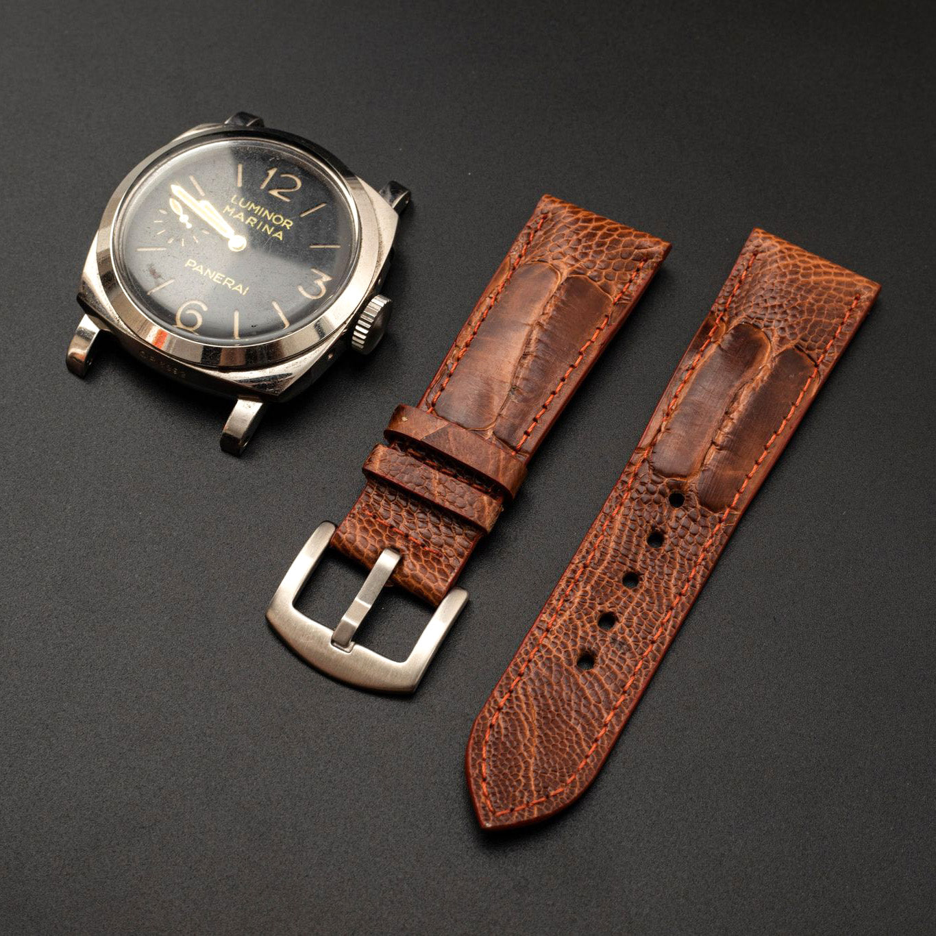 BROWN OSTRICH LEATHER STRAP