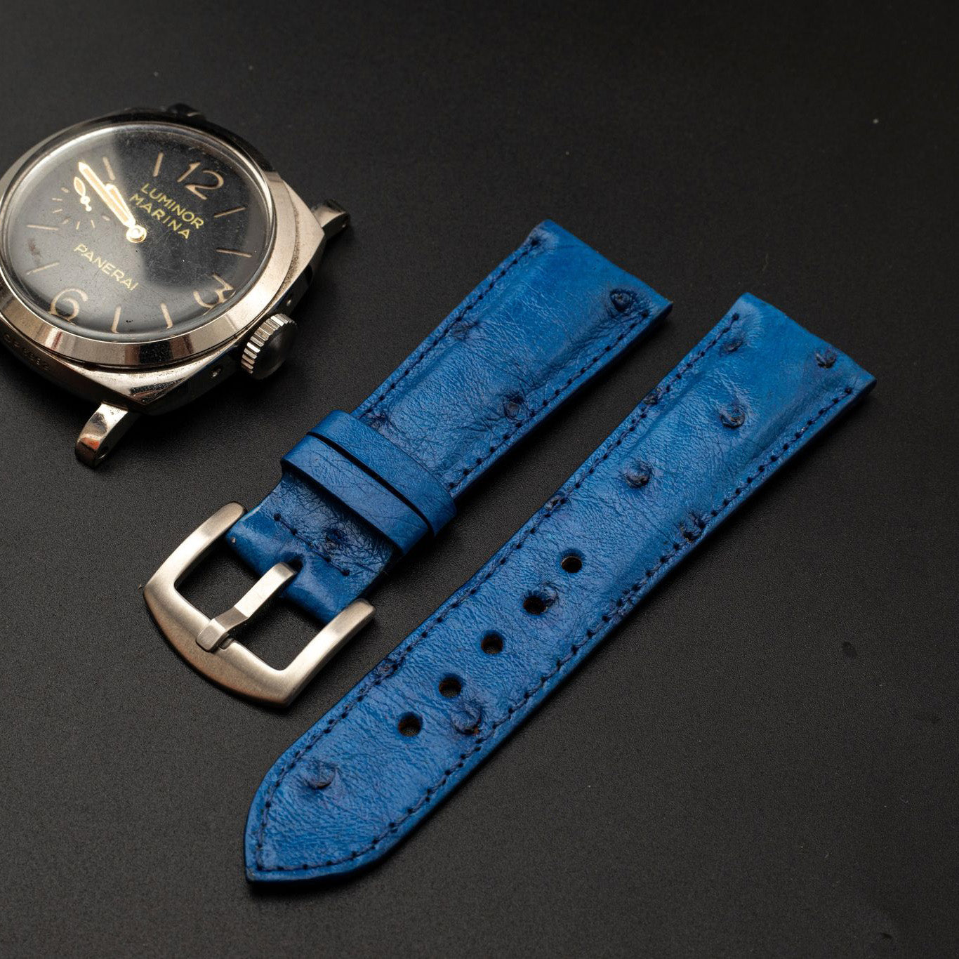 BLUE OSTRICH LEATHER STRAP