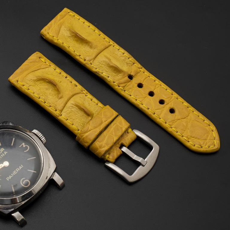 YELLOW CROCODILE HORNBACK LEATHER STRAP