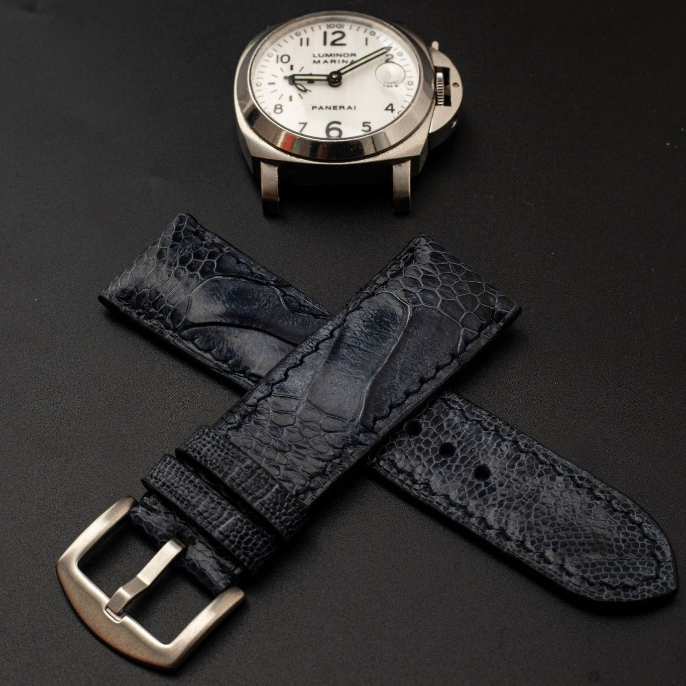 BLUE OSTRICH LEATHER STRAP