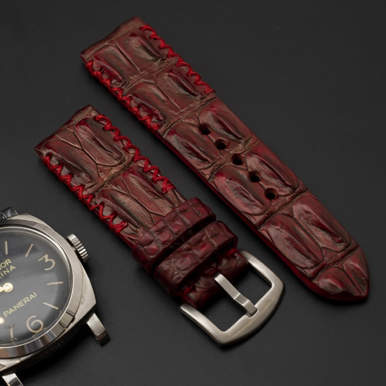 RED CROCODILE HORNBACK LEATHER STRAP
