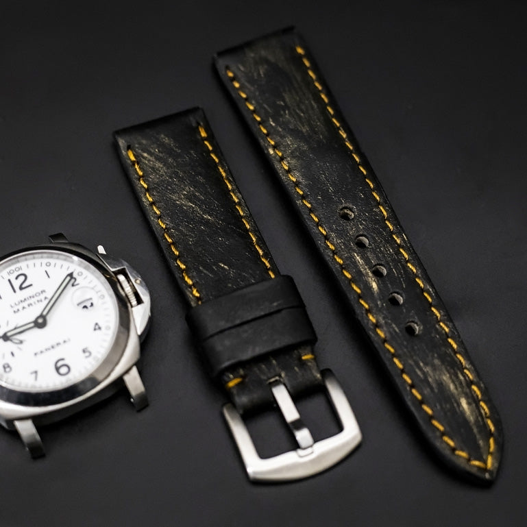 BLACK&GOLD CALF LEATHER STRAP