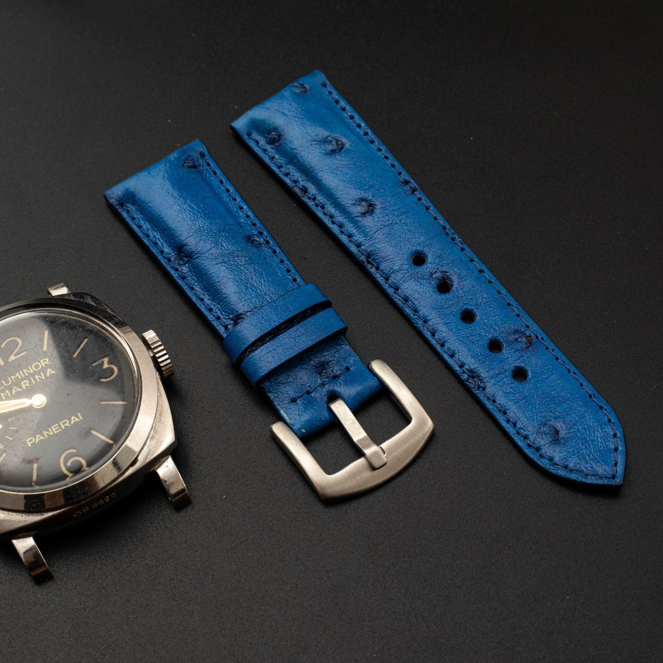 BLUE OSTRICH LEATHER STRAP