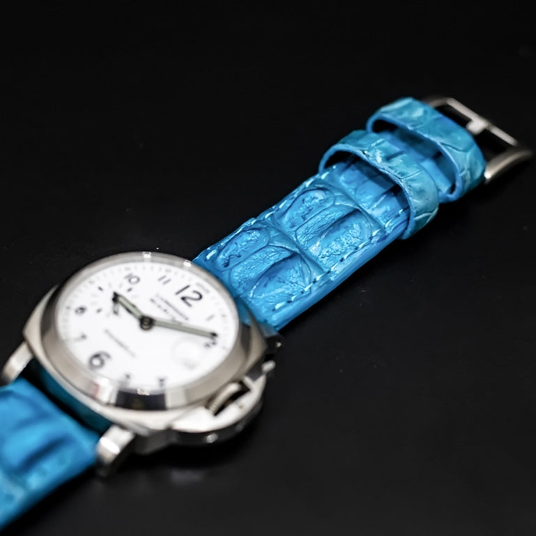 BLUE CROCODILE HORNBACK LEATHER STRAP