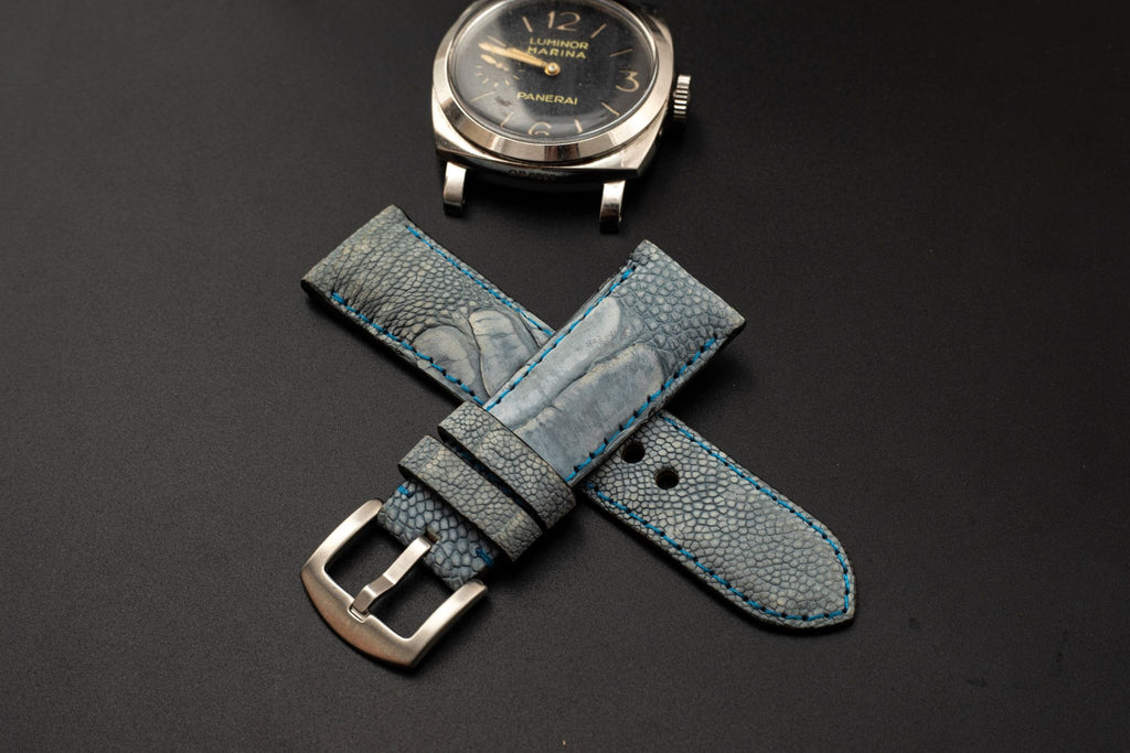 BLUE OSTRICH LEATHER STRAP